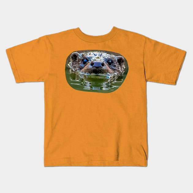 Face of a European Otter Kids T-Shirt by dalyndigaital2@gmail.com